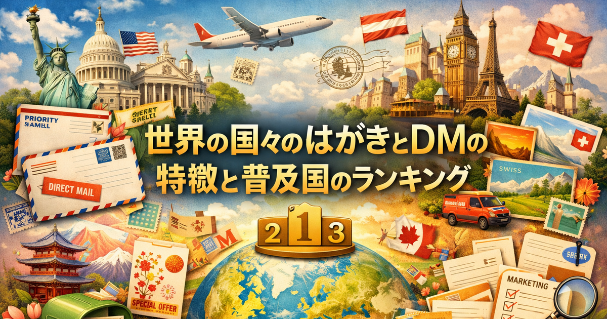 世界の国々のはがきとDMの特徴と、普及国のランキング
