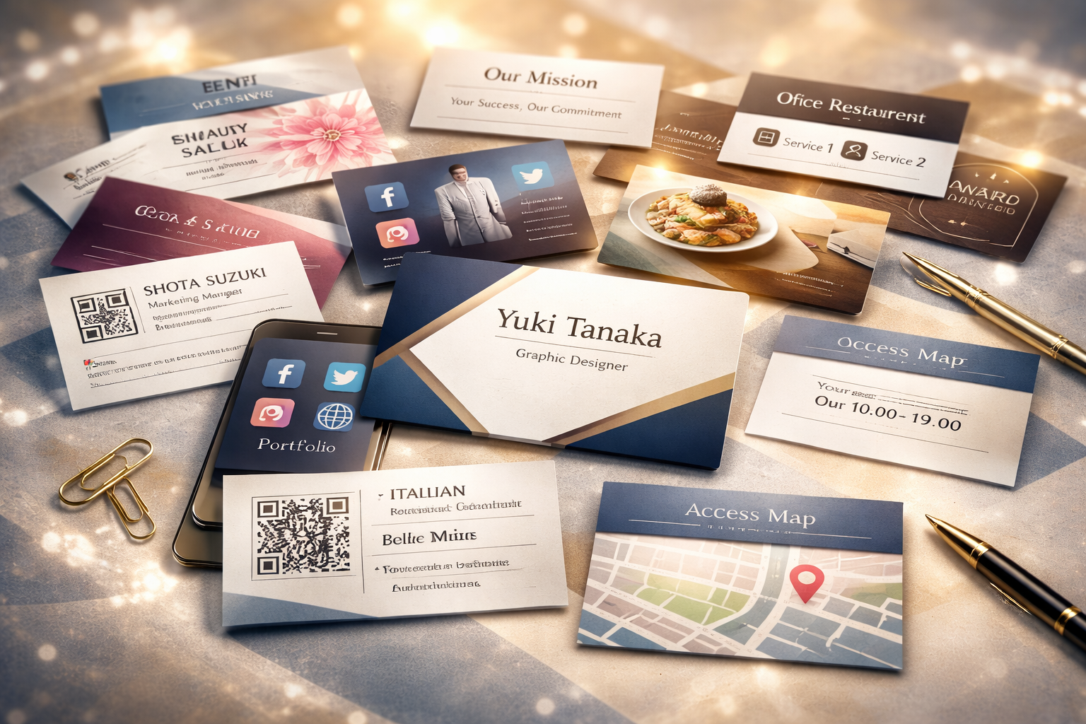 名刺の裏面に作成される様々な内容