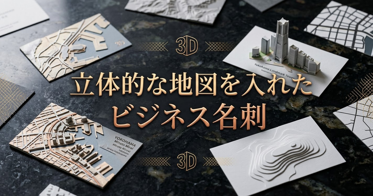 立体的な地図を入れたビジネス名刺