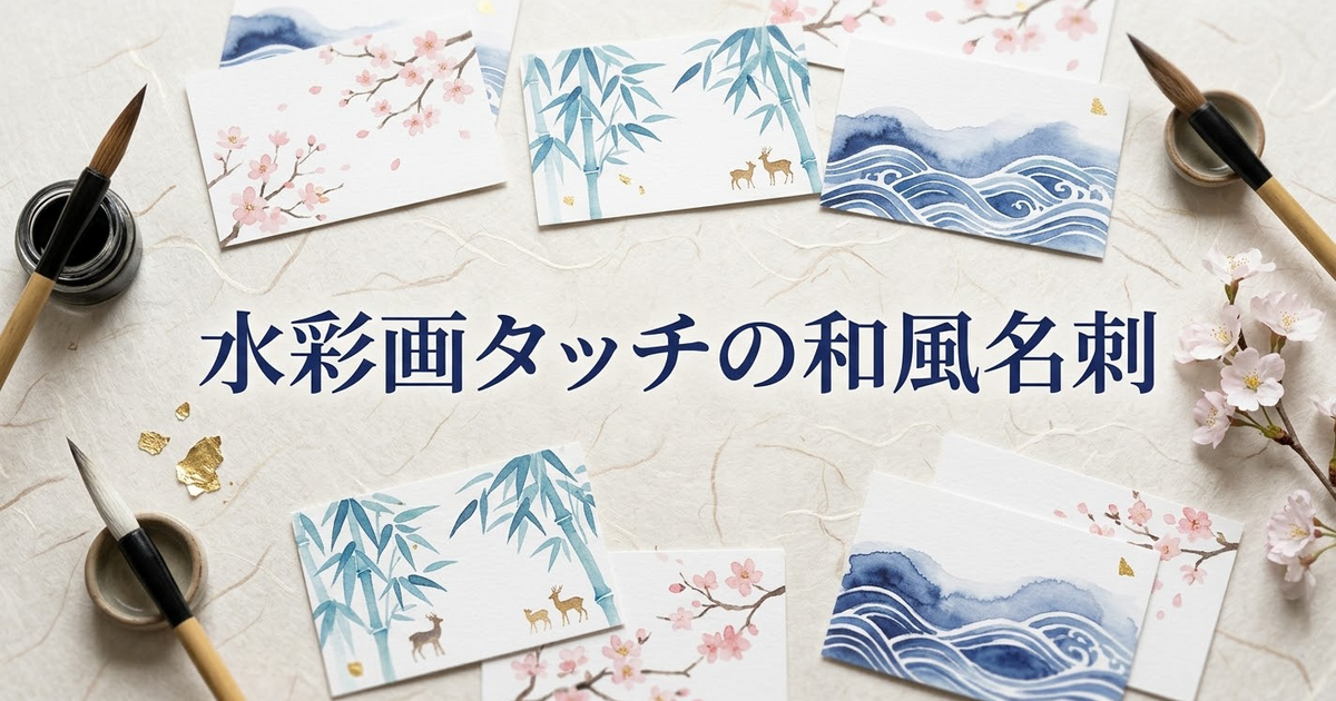 水彩画タッチの和風名刺