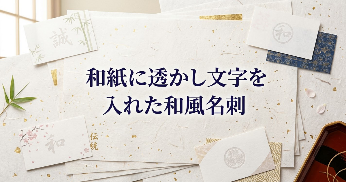 和紙に透かし文字を入れた和風名刺
