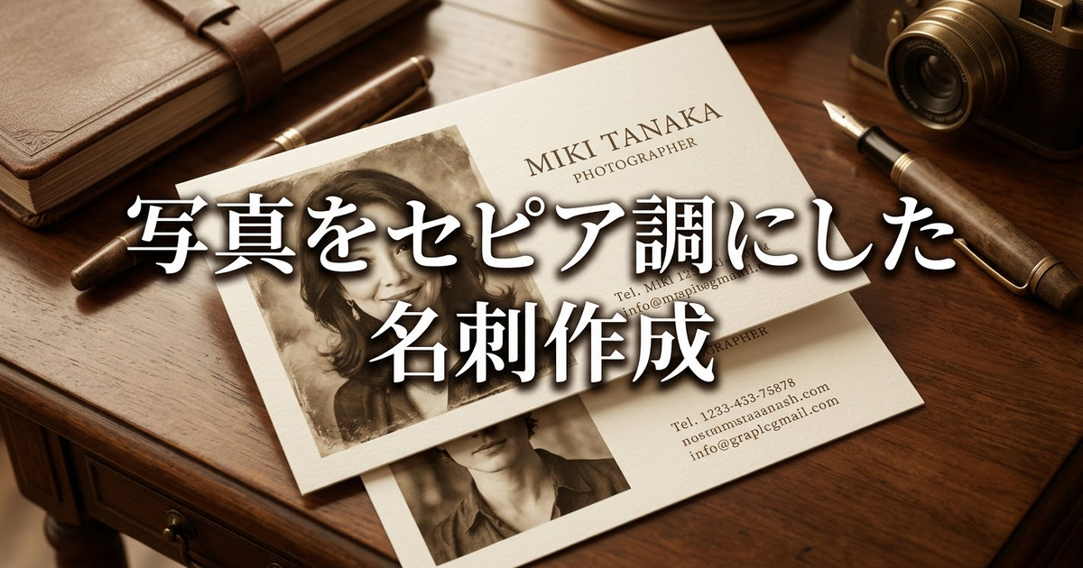 写真をセピア調にした名刺作成