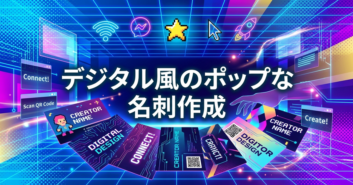 デジタル風のポップな名刺作成