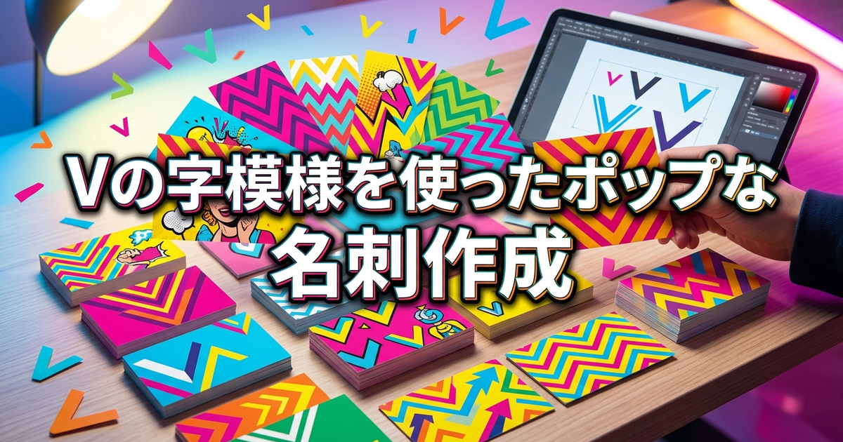 Vの字模様を使ったポップな名刺作成