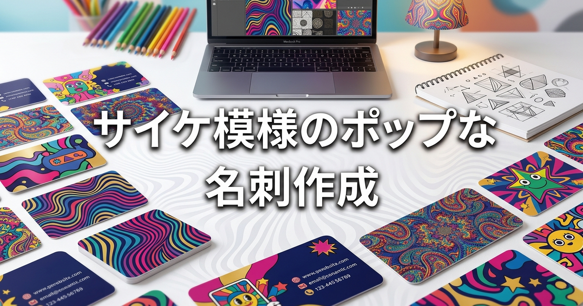 サイケ模様のポップな名刺作成
