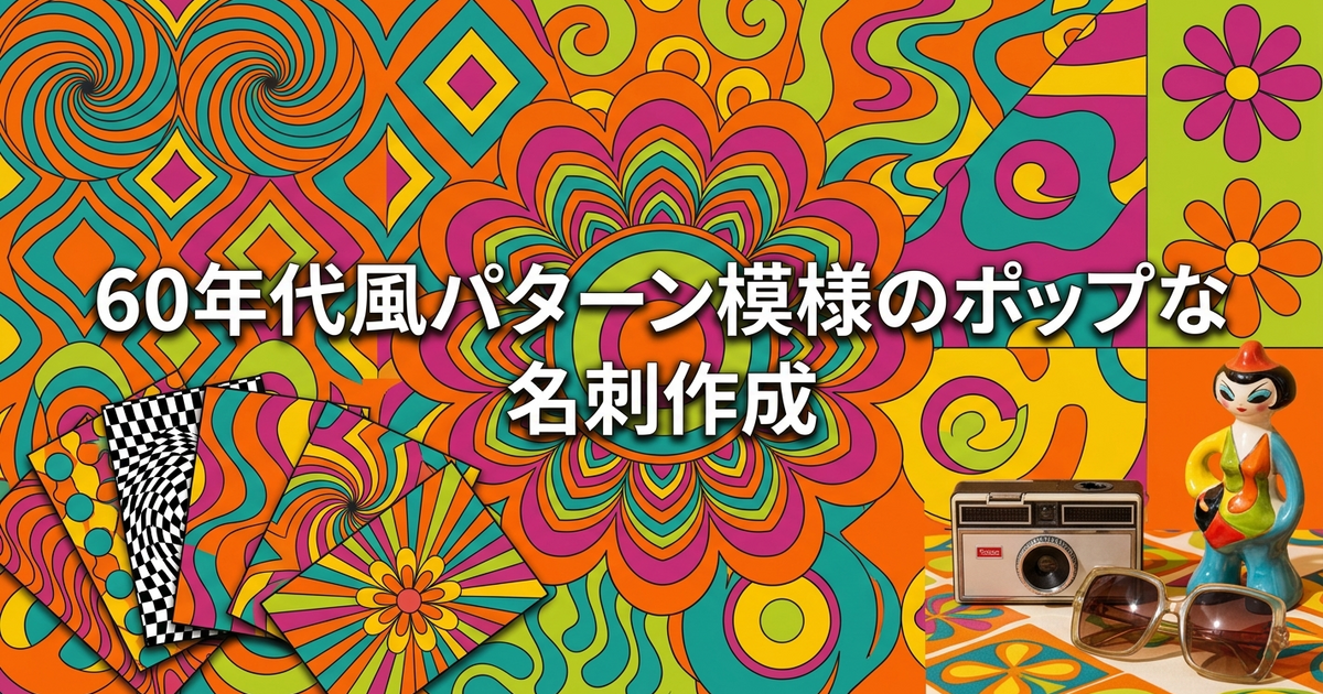 60年代風パターン模様のポップな名刺作成