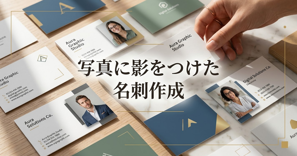 写真に影をつけた名刺作成