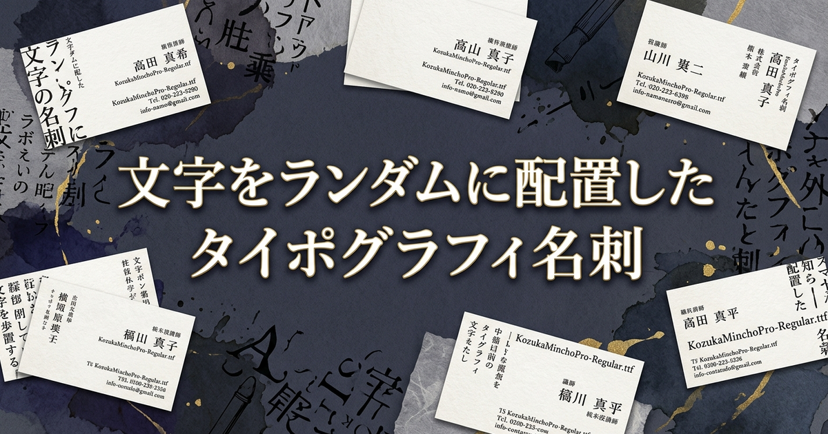 文字をランダムに配置したタイポグラフィ名刺