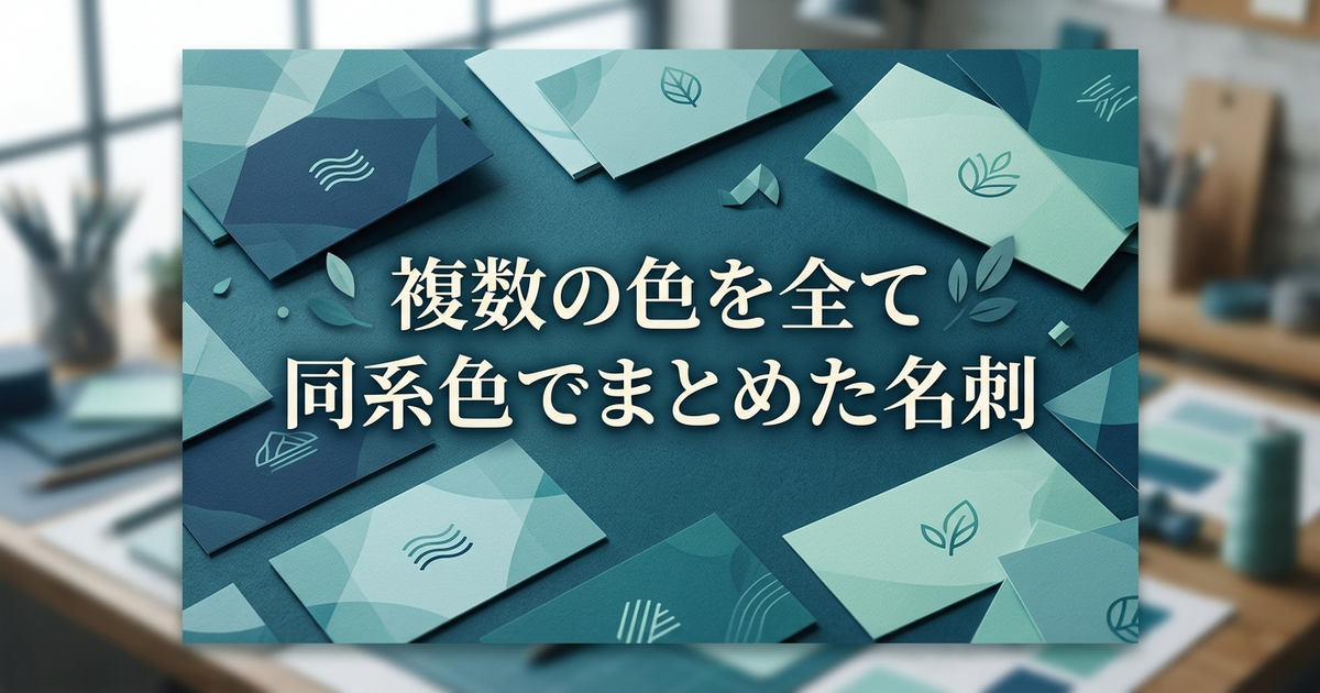 複数の色を全て同系色でまとめた名刺