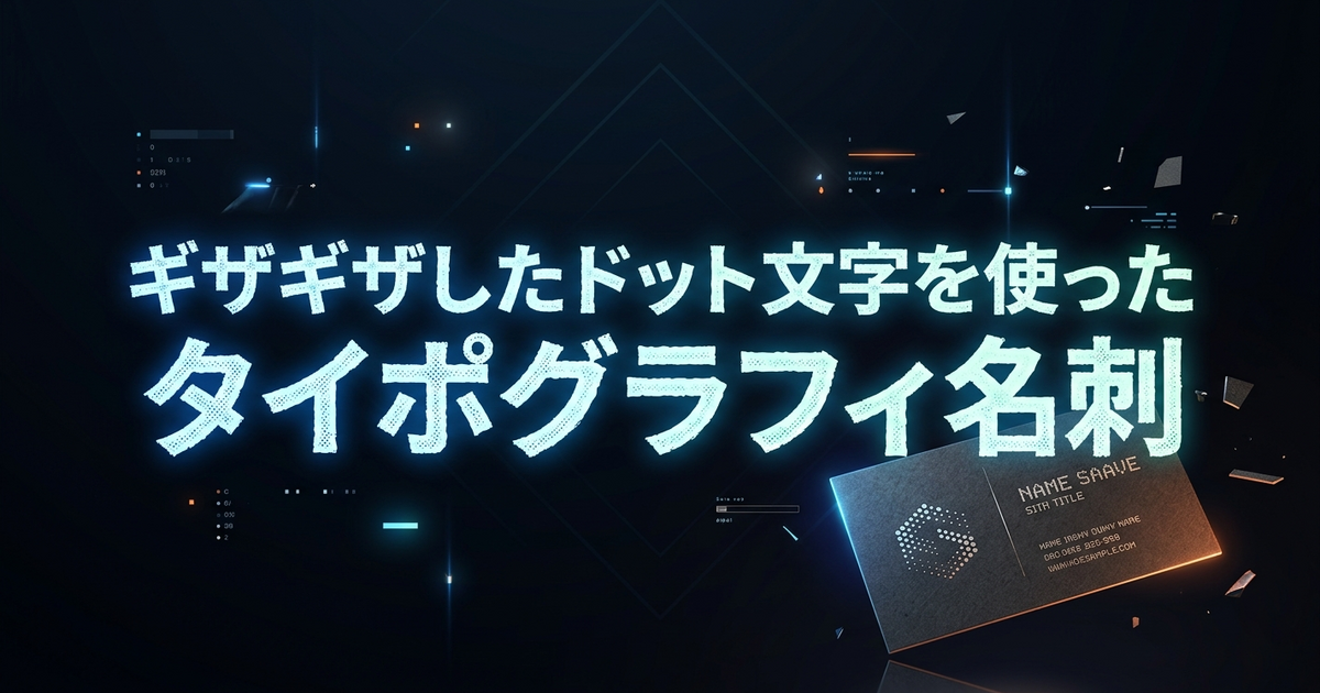 ギザギザしたドット文字を使ったタイポグラフィ名刺
