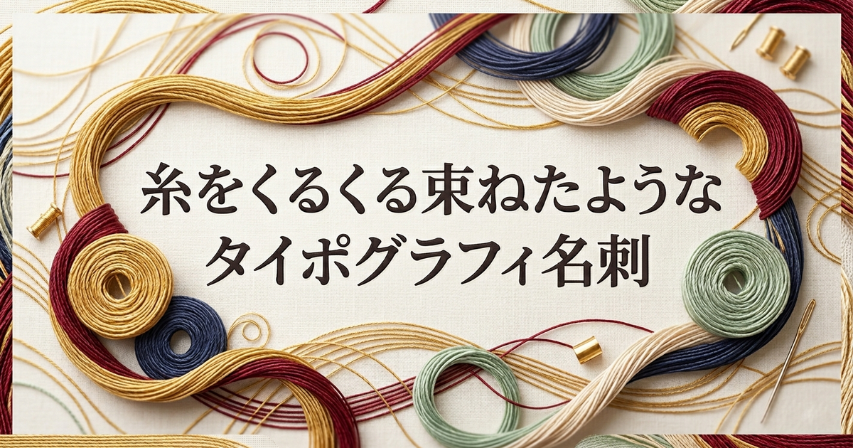 糸をくるくる束ねたようなタイポグラフィ名刺
