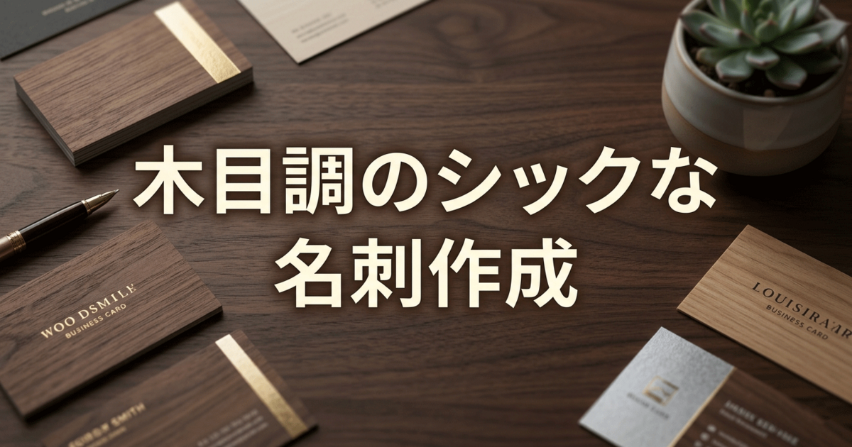 木目調のシックな名刺作成