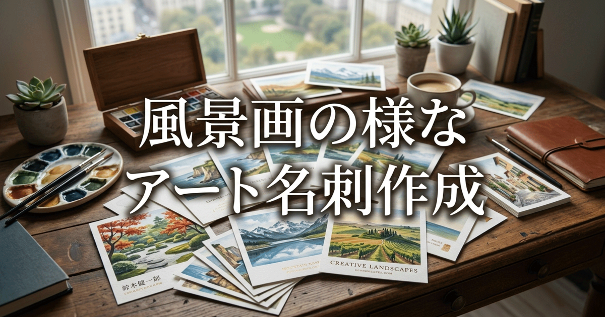 風景画の様なアート名刺作成